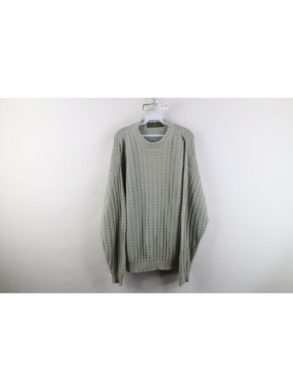 Vtg 90s Streetwear Mens L Hand Framed Cotton Weave Knit Sweater Light Green USA